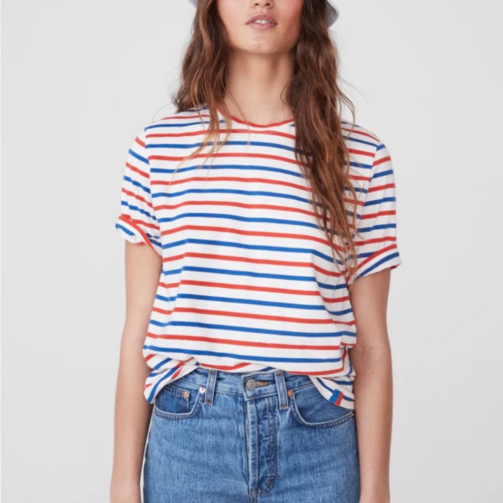 Kule The Modern T-Shirt Red White & Blue Striped Short Sleeve Tee Size XL